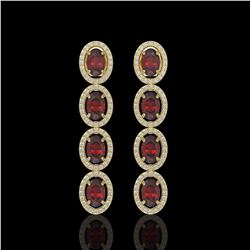 6.2 CTW Garnet & Diamond Halo Earrings 10K Yellow Gold - REF-102A5X - 40549