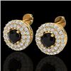 Image 1 : 1.40 CTW Micro VS/SI Diamond Designer Earrings 18K Yellow Gold - REF-84T9M - 20192