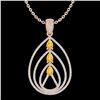 Image 2 : 2 CTW Citrine & Micro Pave VS/SI Diamond Designer Necklace 14K Rose Gold - REF-111T6M - 22465