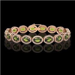 21.71 CTW Tourmaline & Diamond Halo Bracelet 10K Rose Gold - REF-338N9Y - 40623