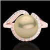 Image 1 : 0.27 CTW VS/SI Diamond & Golden Pearl Designer Ring 14K Rose Gold - REF-50A8X - 22619