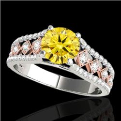 1.45 CTW Certified Si Intense Yellow Diamond Solitaire Ring 10K White & Rose Gold - REF-174N5Y - 352