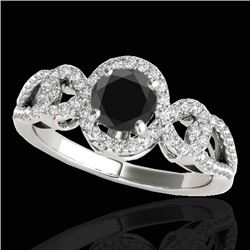 1.38 CTW Certified VS Black Diamond Solitaire Halo Ring 10K White Gold - REF-70W2F - 33921