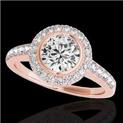 1.5 CTW H-SI/I Certified Diamond Solitaire Halo Ring 10K Rose Gold - REF-180A2X - 34442