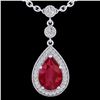 Image 2 : 2.75 CTW Ruby & Micro Pave VS/SI Diamond Necklace Designer 18K White Gold - REF-57F3N - 23138