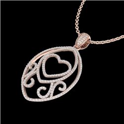 1.75 CTW Micro Pave VS/SI Diamond Designer Heart Necklace 14K Rose Gold - REF-170H5A - 22589