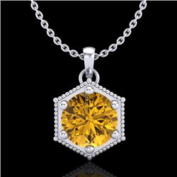 0.82 CTW Intense Fancy Yellow Diamond Art Deco Stud Necklace 18K White Gold - REF-114Y5K - 38050