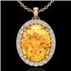 Image 1 : 2.75 CTW Citrine & Micro VS/SI Diamond Halo Solitaire Necklace 18K Yellow Gold - REF-48Y4K - 20586