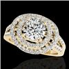 Image 1 : 1.75 CTW H-SI/I Certified Diamond Solitaire Halo Ring 10K Yellow Gold - REF-200M2H - 34285