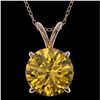 Image 1 : 2.03 CTW Certified Intense Yellow SI Diamond Solitaire Necklace 10K Rose Gold - REF-492H2A - 36817