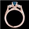 Image 2 : 1.75 CTW Si Certified Fancy Blue Diamond 3 Stone Ring 10K Rose Gold - REF-241W8F - 35382