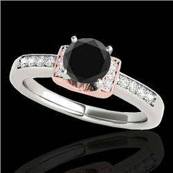 1.11 CTW Certified VS Black Diamond Solitaire Ring 10K White & Rose Gold - REF-45A5X - 34832