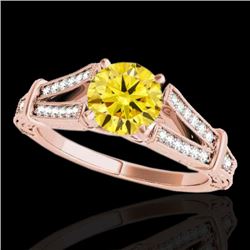 1.25 CTW Certified Si Intense Yellow Diamond Solitaire Antique Ring 10K Rose Gold - REF-214M5H - 346