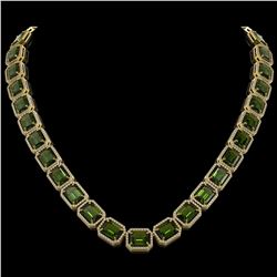 80.65 CTW Tourmaline & Diamond Halo Necklace 10K Yellow Gold - REF-1047H6A - 41497