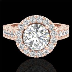 2.25 CTW Vintage VS/SI Diamond Engagement Halo Ring 14K Rose Gold - REF-541H8A - 21116