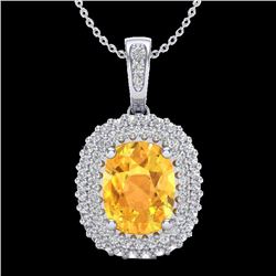 3 CTW Citrine & Micro Pave VS/SI Diamond Halo Necklace 14K White Gold - REF-65N5Y - 20411
