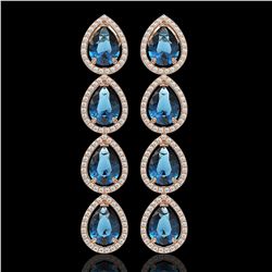 11.2 CTW London Topaz & Diamond Halo Earrings 10K Rose Gold - REF-159T5M - 41319