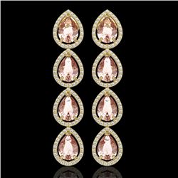 10.4 CTW Morganite & Diamond Halo Earrings 10K Yellow Gold - REF-259M3H - 41296