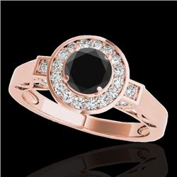 1.5 CTW Certified VS Black Diamond Solitaire Halo Ring 10K Rose Gold - REF-75H3A - 34571