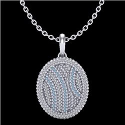1 CTW Micro Pave Blue & White VS/SI Diamond Necklace 14K White Gold - REF-96N8Y - 20507