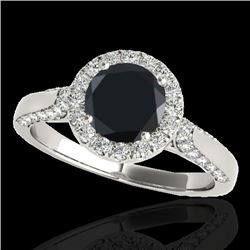 2.15 CTW Certified VS Black Diamond Solitaire Halo Ring 10K White Gold - REF-96K9W - 33574
