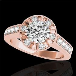 2 CTW H-SI/I Certified Diamond Solitaire Halo Ring 10K Rose Gold - REF-236T4M - 34487