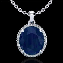 12 CTW Sapphire & Micro Pave VS/SI Diamond Halo Necklace 18K White Gold - REF-93X6T - 20616