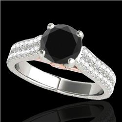 1.61 CTW Certified VS Black Diamond Pave Ring 10K White & Rose Gold - REF-79N8Y - 35461