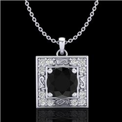 1.02 CTW Fancy Black Diamond Solitaire Art Deco Stud Necklace 18K White Gold - REF-70K9W - 38164