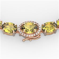 72 CTW Citrine & VS/SI Diamond Tennis Micro Pave Halo Necklace 14K Rose Gold - REF-281F8N - 23456