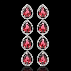 10.48 CTW Tourmaline & Diamond Halo Earrings 10K White Gold - REF-211W8F - 41300