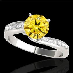 1.15 CTW Certified Si Intense Yellow Diamond Bypass Solitaire Ring 10K White Gold - REF-178F2N - 350