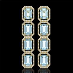 19.49 CTW Aquamarine & Diamond Halo Earrings 10K Yellow Gold - REF-323M5H - 41596