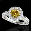 Image 1 : 2.22 CTW Certified Si/I Fancy Intense Yellow Diamond Solitaire Halo Ring 10K White Gold - REF-281W8F