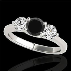 2 CTW Certified VS Black Diamond 3 Stone Solitaire Ring 10K White Gold - REF-177A3X - 35388