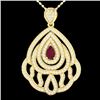 Image 1 : 2 CTW Ruby & Micro Pave VS/SI Diamond Designer Necklace 18K Yellow Gold - REF-178F2N - 21270