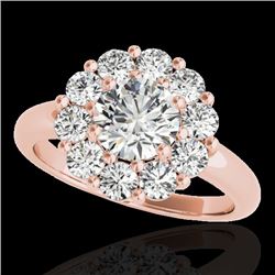 2.09 CTW H-SI/I Certified Diamond Solitaire Halo Ring 10K Rose Gold - REF-250Y9K - 34424