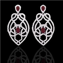 7 CTW Ruby & Micro VS/SI Diamond Heart Earrings Designer Solitaire 14K White Gold - REF-381W8F - 211