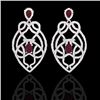 Image 1 : 7 CTW Ruby & Micro VS/SI Diamond Heart Earrings Designer Solitaire 14K White Gold - REF-381W8F - 211