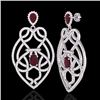 Image 2 : 7 CTW Ruby & Micro VS/SI Diamond Heart Earrings Designer Solitaire 14K White Gold - REF-381W8F - 211