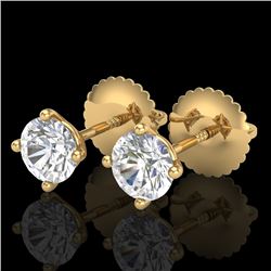 0.65 CTW VS/SI Diamond Solitaire Art Deco Stud Earrings 18K Yellow Gold - REF-97X3T - 37297