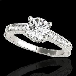 1.2 CTW H-SI/I Certified Diamond Solitaire Antique Ring 10K White Gold - REF-155H5A - 34747