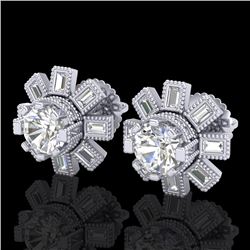 1.77 CTW VS/SI Diamond Solitaire Art Deco Stud Earrings 18K White Gold - REF-263H6A - 37064