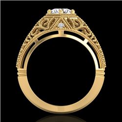 1.07 CTW VS/SI Diamond Solitaire Art Deco Ring 18K Yellow Gold - REF-322X5T - 36919