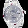 Image 1 : Rolex Men's Stainless Steel, QuickSet, Diam Dial & Diam/Ruby Bezel - REF-521N7A