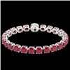 Image 2 : 46 CTW Ruby & Micro Pave VS/SI Diamond Halo Designer Bracelet 14K White Gold - REF-254N5Y - 23322
