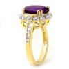 Image 2 : 4.33 CTW Amethyst & Diamond Ring 10K Yellow Gold - REF-50N2Y - 13443