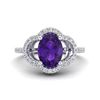 Image 1 : 2 CTW Amethyst & Micro Pave VS/SI Diamond Ring 10K White Gold - REF-33W3F - 20970