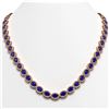 Image 1 : 34.11 CTW Sapphire & Diamond Halo Necklace 10K Rose Gold - REF-537Y5K - 40407