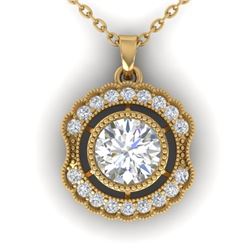 1.02 CTW Certified VS/SI Diamond Art Deco Necklace 14K Yellow Gold - REF-177K3W - 30545